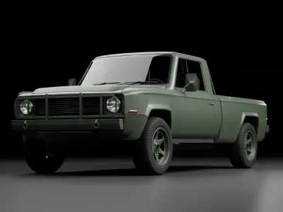 70s Military pickup truck V1 Low-poly 3D model