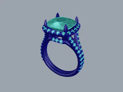 Luxury Halo Engagement Ring JDBCo 3D print model