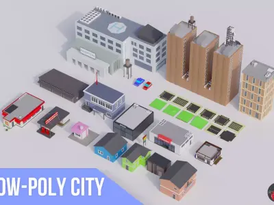 City Low-poly pack Low-poly 3D model