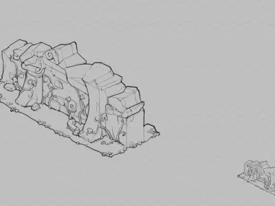 Game Cartoon - City - City Wall 09 3D model