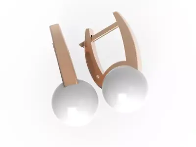 G0118 rose gold earrings with pearls 3D print model
