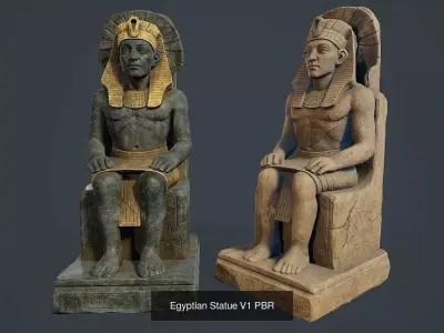 Egyptian statues PBR V1 3D Model Collection