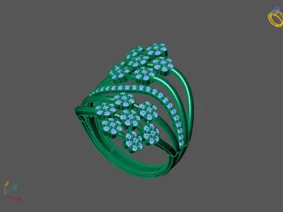 STL 3DM Print Ready Women Diamond Ring Lightweight Printable  3D print model 179