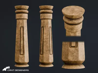 Ancient Temple Pillar - Stone Architectural Column 3D model
