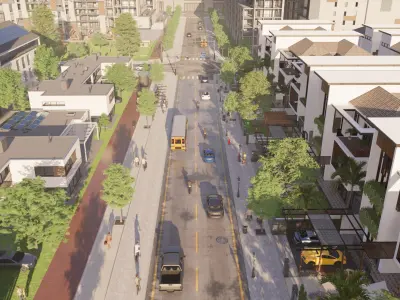 Tropical Modern Residential Cityscape 3D Scene - Enscape Low-poly 3D model