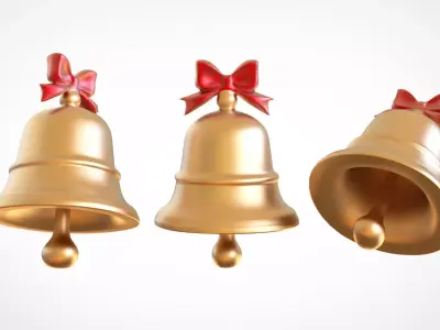 Christmas Bells Realistic Holiday Decoration Asset 001 Low-poly 3D model
