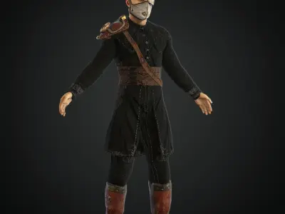  Steampunk rigged character Low-poly 3D model