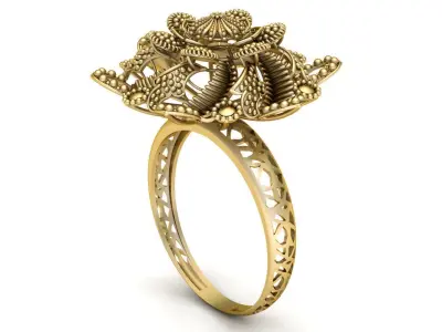 Luxury Flower Ring 3d Printable Model  3D print model
