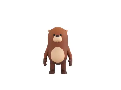 Rigged Beaver Character 3D model