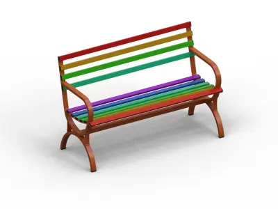 Street Bench Pack 3 Low-poly 3D model