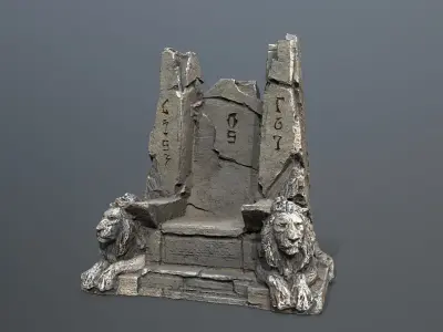 Lion Stone Throne Low-poly 3D model