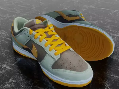 NIKE DUNK 3D SHOES - ORANGE Low-poly 3D model