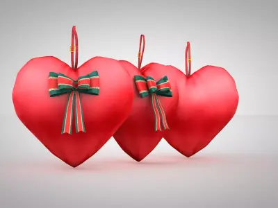 Pillow - Heart Red Seda 3D Model 3D model