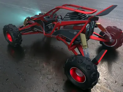 Sci-fi Buggy Car Low-poly 3D model