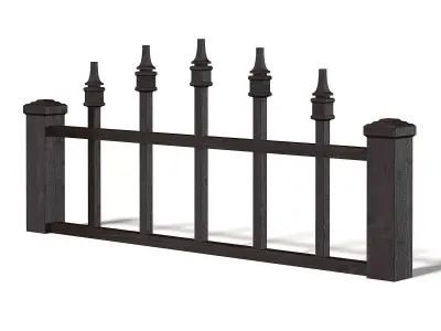 Dark Wooden Fence 3D Model 3D model