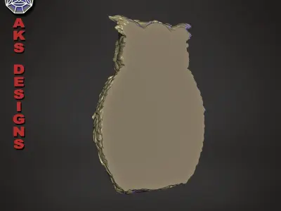 Skull and owl v1 Bas relief for home decoration 3D print model