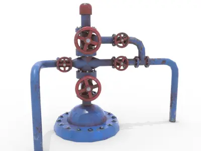 Oil Pumpjack Wellhead Weathered 1 Low-poly 3D model