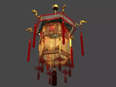 Chinese palace lantern  Low-poly 3D model