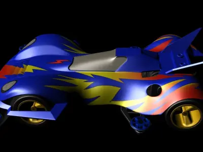 4WD car  blue car 3D model