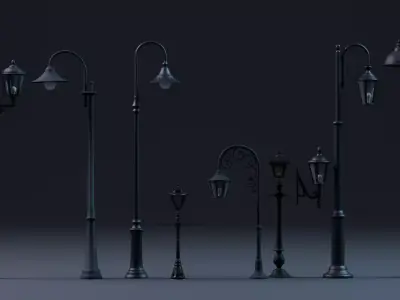 Street Light Pack Gameready Low-poly 3D model