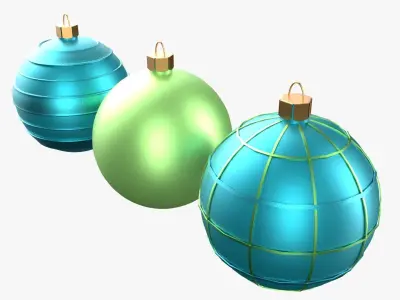 Christmas Tree Ornament Set3 - Turquoise Green  Low-poly 3D model
