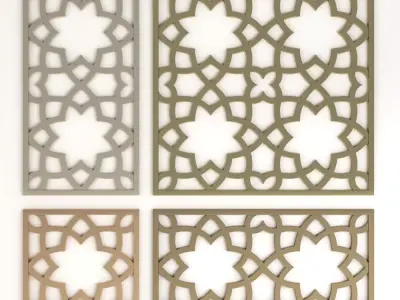 Arabic Islamic pattern decorative gold plaster 3D model