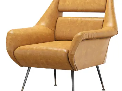Enamel and Leather Armchair by Gio Ponti 3D model