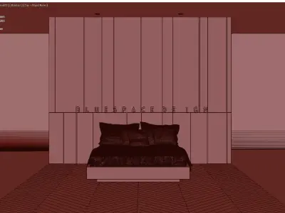 Bed 01 MDF Laminate wood Low-poly 3D model