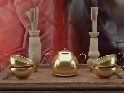 Golden Tea Party 3D model