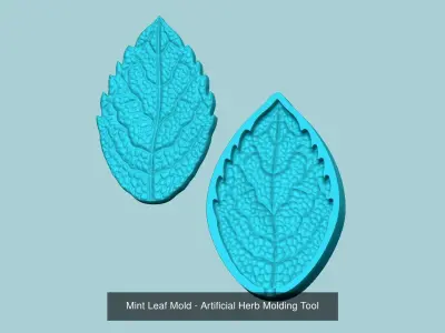 10 Culinary Herbs Leaf Molds - Artificial Molding Tools 3D Model Collection