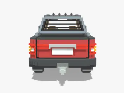 Voxel Pickup Double Cab Size 3 Low-poly 3D model