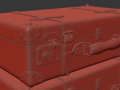 Leather suitcases set 3D model