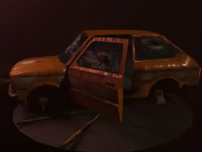 Fiat 133 1972 Decayed model Low-poly 3D model