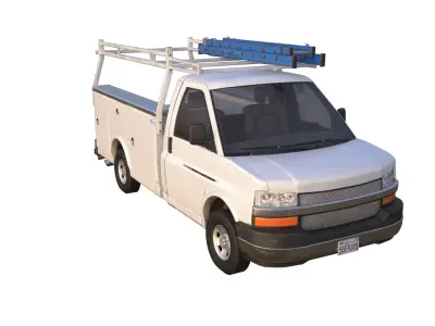 Construction Worker Pick Up Truck  PBR Low-poly 3D model