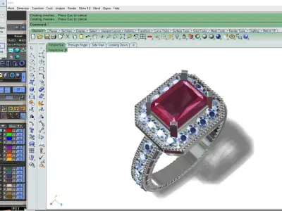 Emerald jewel ring 3D print model
