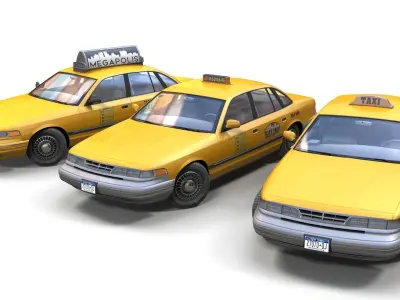 American 90s taxi sedan Low-poly 3D model