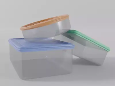 Tupperware plastic container set Low-poly 3D model