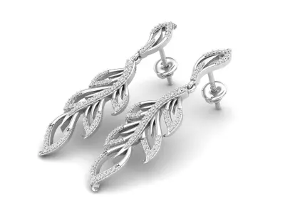 AV 351 Diamond Ladies Leaf Drop Shaped Earrings 3D print model