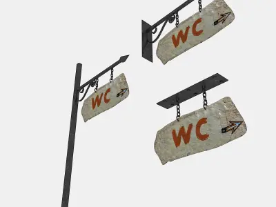 old stone wc sign 02 Low-poly 3D model