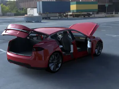 Tesla Model S with chassis-interior HDRI 3D model