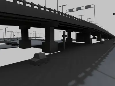 FlyOver bridge with cars 3D model