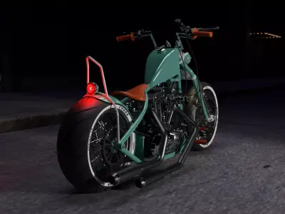 Custom Harley Davidson Chopper Low-poly 3D model