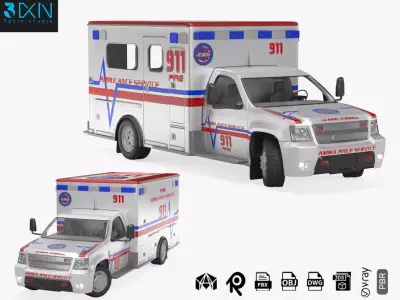Emergency Ambulance Truck 2in1 vehicle car 3D model