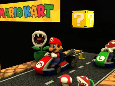 Mario Kart Scene Low-poly 3D model