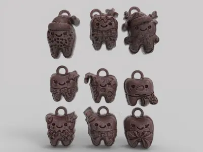 christmas cute teeth decor  3D print model