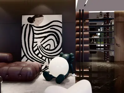 Interior Living Room and Bedroom design Sketch up File 3D model