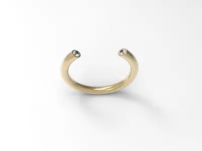 Open Ring with Two Round Stones Free 3D print model