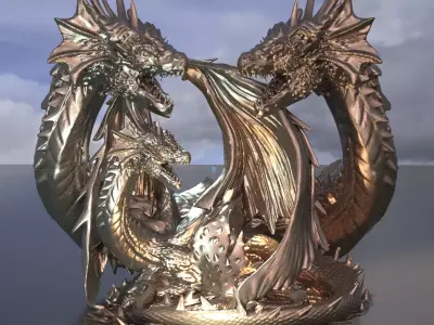 Arthurian Dragon King Sculpt Extended 2 3D model