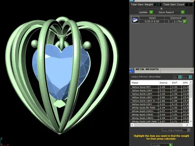 light weight yellow gold  diamond pendent -DOC-P8072 3D print model