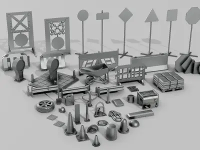 Traffic Road Work Diorama Pack 3D print model